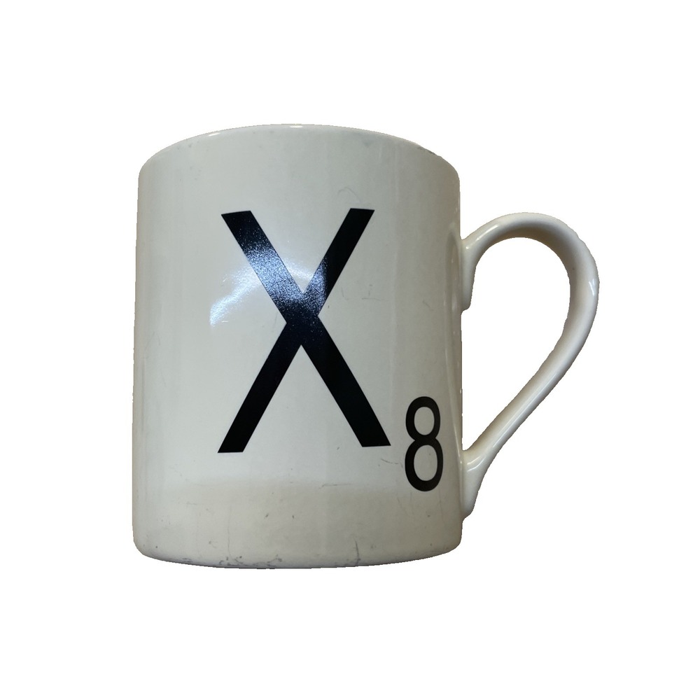 Will & Wolf Scrabble Game Coffee Cup‎ Mug Letter X  Dated 2011 Cream Kitschy
